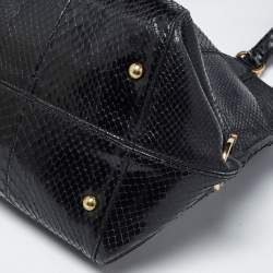 Pre Owned Salvatore Ferragamo Gancio Black Python Satchel