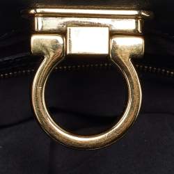 Pre Owned Salvatore Ferragamo Gancio Black Python Satchel