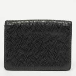 مملوكة مسبقًا Salvatore Ferragamo Gancini Black Leather Flap Card Case