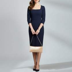 Pre Owned Salvatore Ferragamo Gancini Metallic Pink Saffiano Leather Clutch Bag