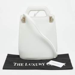 Pre Owned Salvatore Ferragamo Wanda White Leather Tote