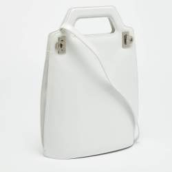 Pre Owned Salvatore Ferragamo Wanda White Leather Tote