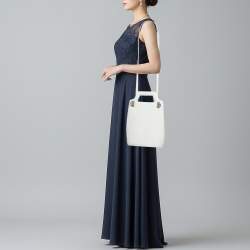 Pre Owned Salvatore Ferragamo Wanda White Leather Tote