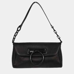 Pre Owned Salvatore Ferragamo Black Gancini Handbag