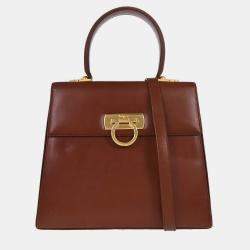 Pre Owned Salvatore Ferragamo Brown Gancini 2way Handbag