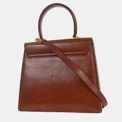 Pre Owned حقيبة يد سلفاتوري فيراغامو غانشيني بنية 2-طريقتين