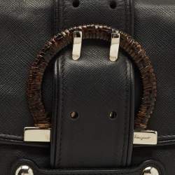 Pre Owned حقيبة يد سالفاتوري فيراغامو غانسيني جلد أسود