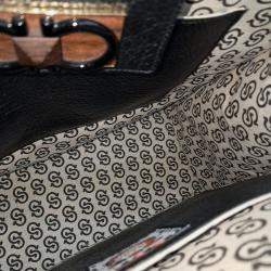 Pre Owned Salvatore Ferragamo Beige, Black Leather and Raffia tote and shoulder bag