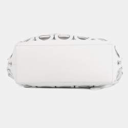 Pre Owned حقيبة فيراغامو جانشيني بحجم متوسط جلد عجل أبيض بصري