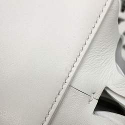 Pre Owned حقيبة فيراغامو جانشيني بحجم متوسط جلد عجل أبيض بصري