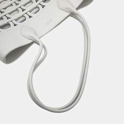 Pre Owned حقيبة فيراغامو جانشيني بحجم متوسط جلد عجل أبيض بصري