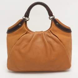 Pre Owned Salvatore Ferragamo Gancini Tan Leather Hobo
