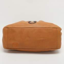 Pre Owned Salvatore Ferragamo Gancini Tan Leather Hobo