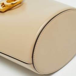 Pre Owned Salvatore Ferragamo Trifolio Beige Smooth Leather Shoulder Bag