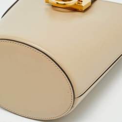 Pre Owned Salvatore Ferragamo Trifolio Beige Smooth Leather Shoulder Bag