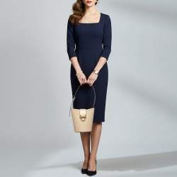 Pre Owned Salvatore Ferragamo Trifolio Beige Smooth Leather Shoulder Bag