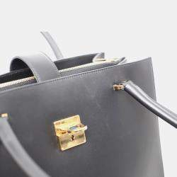 Pre Owned Salvatore Ferragamo Marlene Black Calf Leather Tote Bag