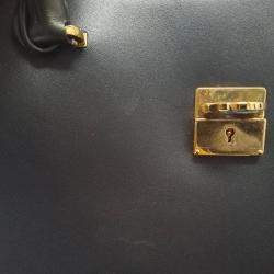 Pre Owned Salvatore Ferragamo Marlene Black Calf Leather Tote Bag