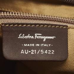 Pre Owned Salvatore Ferragamo Buckle Dark Brown Leather Shoulder Bag