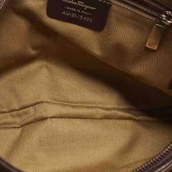 Pre Owned Salvatore Ferragamo Buckle Dark Brown Leather Shoulder Bag