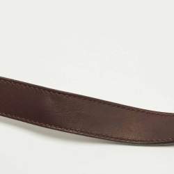 Pre Owned Salvatore Ferragamo Buckle Dark Brown Leather Shoulder Bag