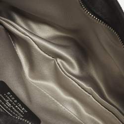 Pre Owned Salvatore Ferragamo Gancini Crystal Embellished Black Satin Clutch