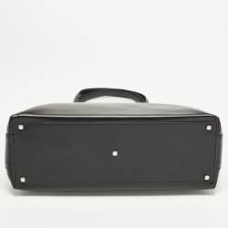 Pre Owned Salvatore Ferragamo Gancini Black Smooth Leather Tote