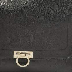 Pre Owned Salvatore Ferragamo Gancini Black Leather Shoulder Bag