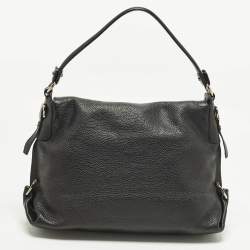 Pre Owned Salvatore Ferragamo Gancini Black Leather Shoulder Bag