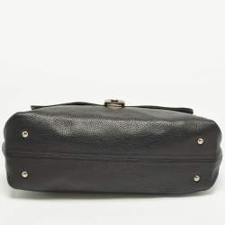 Pre Owned Salvatore Ferragamo Gancini Black Leather Shoulder Bag