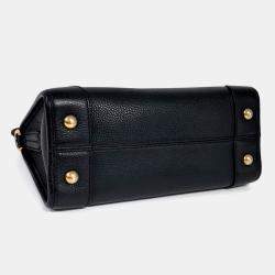 Pre Owned حقيبة يد علوية للسفر سالفاتوري فيراجامو غانشيني جلد أسود