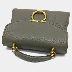 Pre Owned Salvatore Ferragamo Green Leather Gancini Margot Top Handle Medium