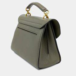 Pre Owned Salvatore Ferragamo Green Leather Gancini Margot Top Handle Medium