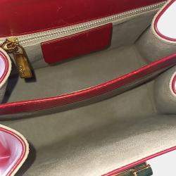 Pre Owned Salvatore Ferragamo Red Leather Kelly Bag Medium