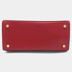 Pre Owned Salvatore Ferragamo Red Leather Kelly Bag Medium