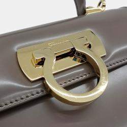 Pre Owned Salvatore Ferragamo Brown Leather Kelly Bag Small