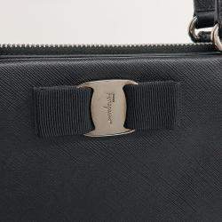 Pre Owned Salvatore Ferragamo Black Leather Vara Tote and Shoulder Bag