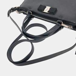 Pre Owned Salvatore Ferragamo Black Leather Vara Tote and Shoulder Bag