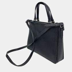 Pre Owned Salvatore Ferragamo Black Leather Vara Tote and Shoulder Bag