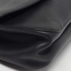 Pre Owned Salvatore Ferragamo Gancini Flap Black Leather Shoulder Bag