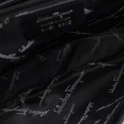 Pre Owned Salvatore Ferragamo Gancini Flap Black Leather Shoulder Bag