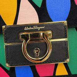 مملوكة مسبقًا Ferragamo Gancini 2Way Shoulder Bag Black/Multicolor Leather