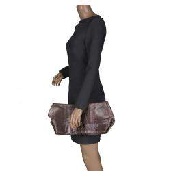 Pre Owned Salvatore Ferragamo Dark Beige Karung Clutch