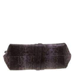 Pre Owned Salvatore Ferragamo Dark Beige Karung Clutch