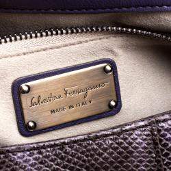 Pre Owned Salvatore Ferragamo Dark Beige Karung Clutch