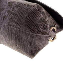 Pre Owned Salvatore Ferragamo Dark Beige Karung Clutch