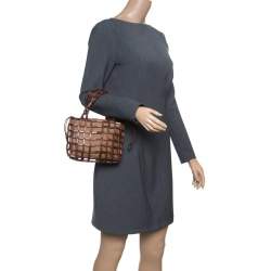 Salvatore Ferragamo Brown Rod Connector Wood Drawstring Bag