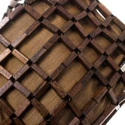 Salvatore Ferragamo Brown Rod Connector Wood Drawstring Bag