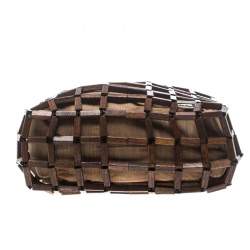 Salvatore Ferragamo Brown Rod Connector Wood Drawstring Bag