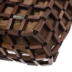 Salvatore Ferragamo Brown Rod Connector Wood Drawstring Bag